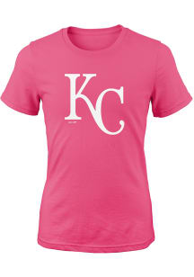 Kansas City Royals Girls Pink Official Logo Short Sleeve T-Shirt