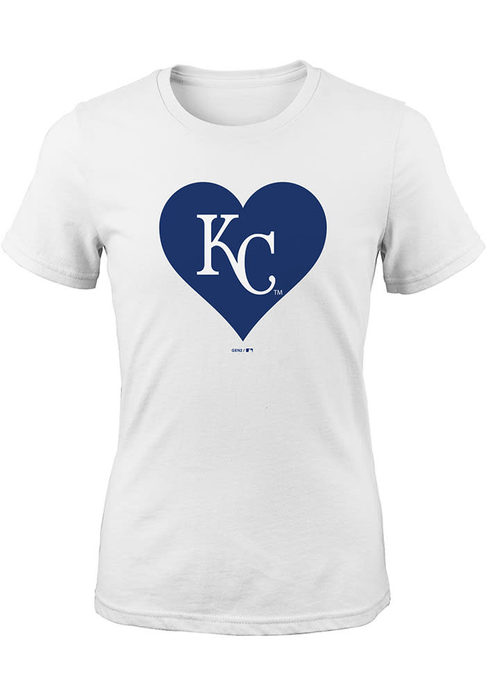 Kansas City Royals Girls Heart Short Sleeve T-Shirt - White