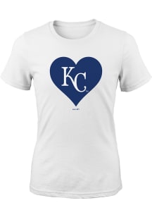 Kansas City Royals Girls White Heart Short Sleeve T-Shirt