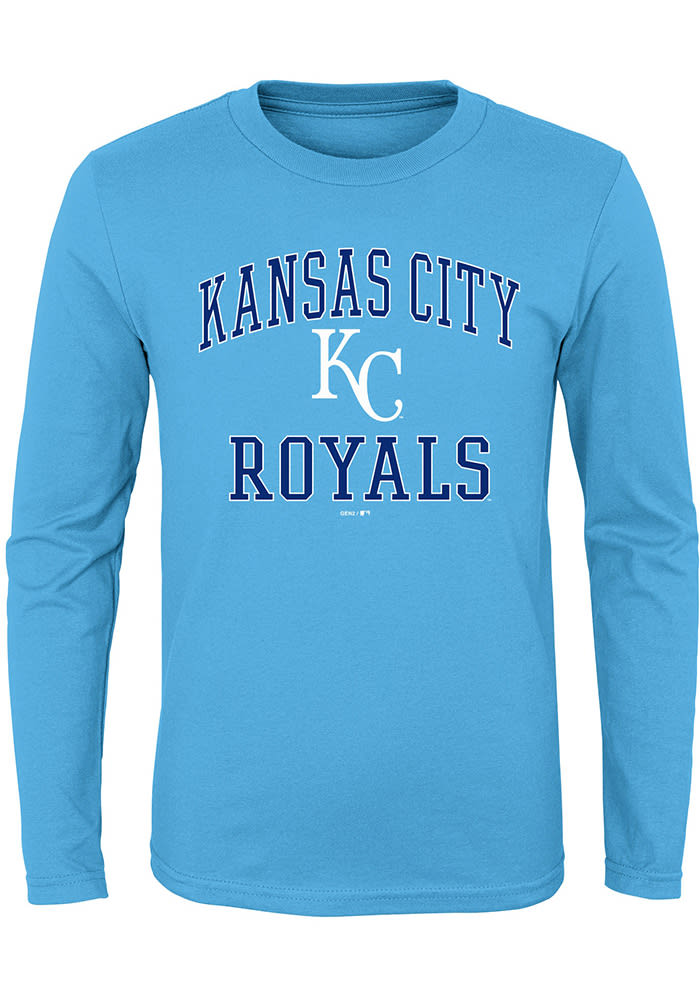 Kansas City Royals Boys Light Blue #1 Design Long Sleeve T-Shirt