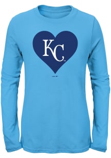 Kansas City Royals Girls Light Blue Heart Long Sleeve T-Shirt