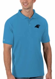 Antigua Carolina Panthers Mens Blue Legacy Pique Short Sleeve Polo