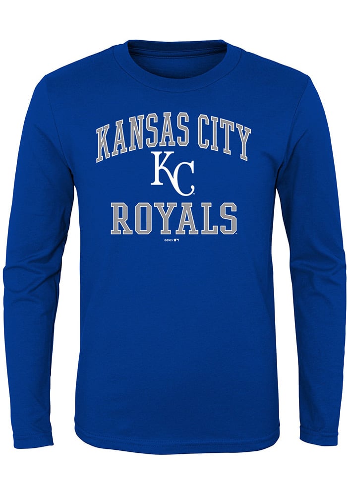 Kansas City Royals Youth Blue #1 Design Long Sleeve T-Shirt