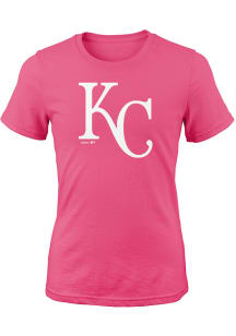 Kansas City Royals Girls Pink Official Logo Short Sleeve Tee
