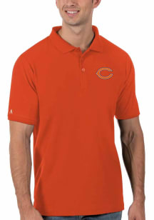 Antigua Chicago Bears Mens Orange Legacy Pique Short Sleeve Polo