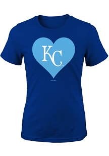 Kansas City Royals Girls Blue Heart Short Sleeve Tee
