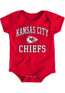 Kansas City Chiefs Baby Red #1 Design Short Sleeve One Piece