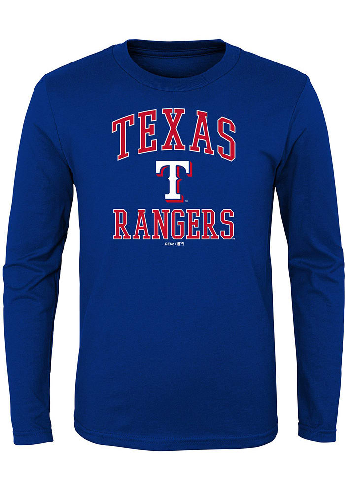 Texas Rangers Boys #1 Design Long Sleeve T-Shirt - Blue