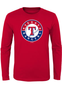 Texas Rangers Boys Red Primary Long Sleeve T-Shirt
