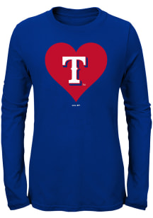 Texas Rangers Girls Blue Heart Long Sleeve T-Shirt