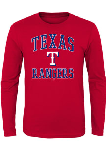 Texas Rangers Youth Red #1 Design Long Sleeve T-Shirt
