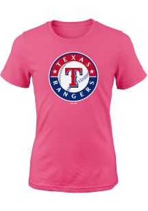 Texas Rangers Girls Pink Primary Short Sleeve Tee