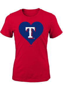 Texas Rangers Girls Red Heart Short Sleeve Tee