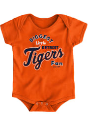 Detroit Tigers Baby Orange Biggest Little Fan Short Sleeve One Piece