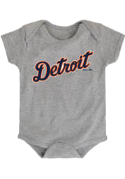 Detroit Tigers Baby Grey Road Wordmark Short Sleeve One Piece