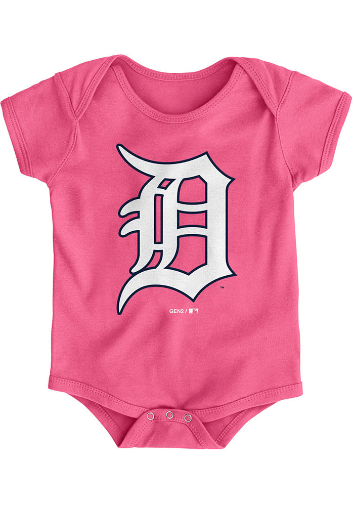 MLB Team Apparel Toddler Detroit Tigers Dark Pink Bubble Hearts T-Shirt