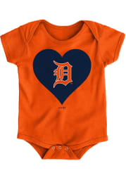 Detroit Tigers Baby Orange Heart Short Sleeve One Piece