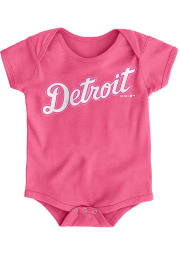 Detroit Tigers Baby Pink Road Wordmark Short Sleeve One Piece
