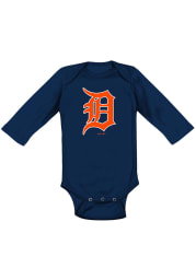 Detroit Tigers Baby Navy Blue Primary Long Sleeve One Piece