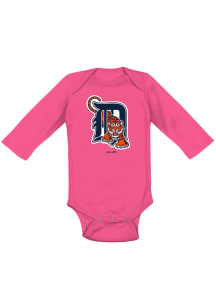 Detroit Tigers Baby Pink Secondary LS Tops LS One Piece