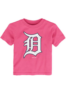 Detroit Tigers Toddler Girls Pink Primary Short Sleeve T-Shirt