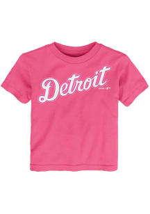 Detroit Tigers Toddler Girls Pink Baby Mascot Short Sleeve T-Shirt