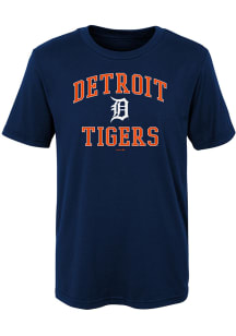 Detroit Tigers Boys Navy Blue #1 Design Short Sleeve T-Shirt
