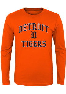 Detroit Tigers Boys Orange #1 Design Long Sleeve T-Shirt
