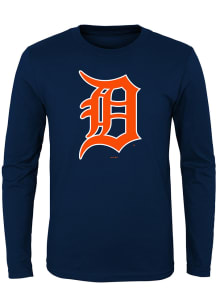 Detroit Tigers Boys Navy Blue Primary Long Sleeve T-Shirt