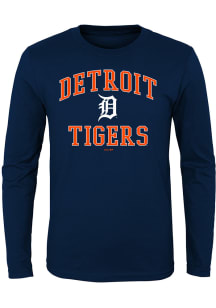 Detroit Tigers Youth Navy Blue #1 Design Long Sleeve T-Shirt