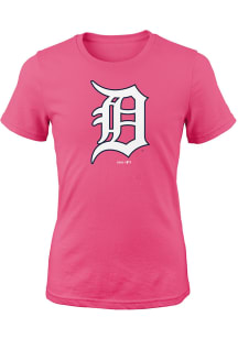 Detroit Tigers Girls Pink Primary Short Sleeve Tee