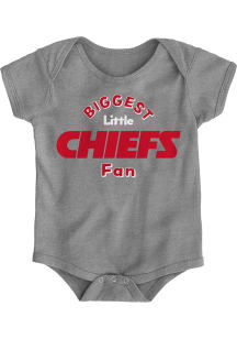 Kansas City Chiefs Baby Grey Biggest Little Fan Short Sleeve One Piece