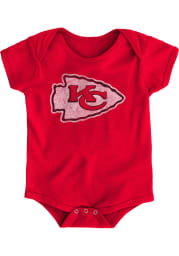 Kansas City Chiefs Baby Red Distressed Primary Short Sleeve One Piece