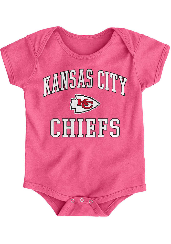 Kansas City Chiefs Baby Pink #1 Design Short Sleeve One Piece