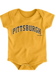 Pittsburgh Pirates Baby Gold Road Wordmark Short Sleeve One Piece