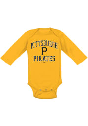 Pittsburgh Pirates Baby Gold #1 Design Long Sleeve One Piece