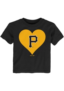 Pittsburgh Pirates Toddler Girls Black Heart Short Sleeve T-Shirt