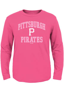 Pittsburgh Pirates Toddler Girls Pink #1 Design Long Sleeve T Shirt