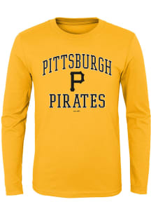 Pittsburgh Pirates Boys Gold #1 Design Long Sleeve T-Shirt