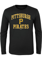 Pittsburgh Pirates Youth Black #1 Design Long Sleeve T-Shirt