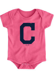 Cleveland Indians Baby Pink Primary Short Sleeve One Piece