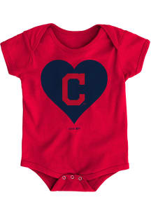 Cleveland Indians Baby Red Heart Short Sleeve One Piece