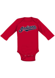 Cleveland Indians Baby Red Road Wordmark Long Sleeve One Piece