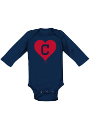 Cleveland Indians Baby Navy Blue Heart LS Tops LS One Piece