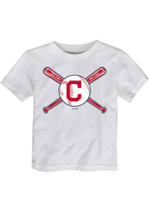 Cleveland Indians Toddler White Crossed Bats Short Sleeve T-Shirt