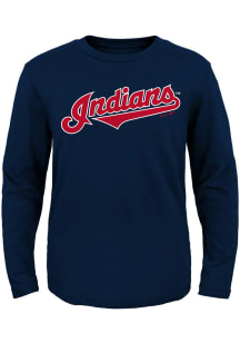 Cleveland Indians Toddler Navy Blue Road Wordmark Long Sleeve T-Shirt