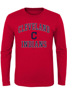 Cleveland Indians Boys Red #1 Design Long Sleeve T-Shirt