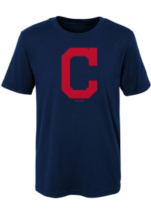 Cleveland Indians Boys Navy Blue Primary Short Sleeve T-Shirt