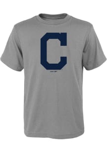 Cleveland Indians Youth Grey Primary Short Sleeve T-Shirt
