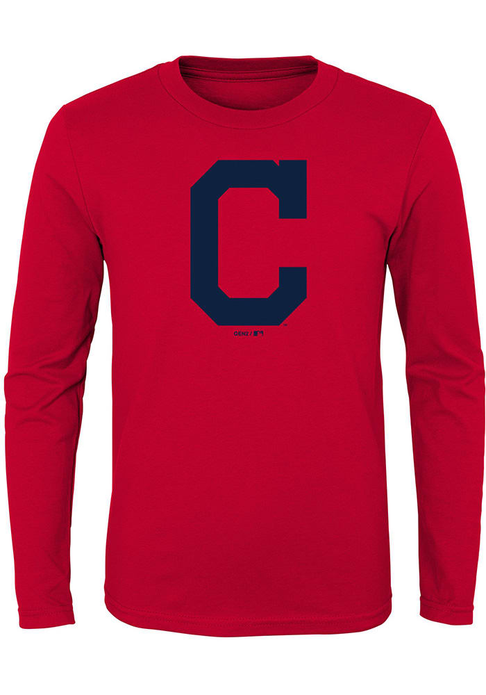Cleveland Indians Youth Red Primary Long Sleeve T-Shirt